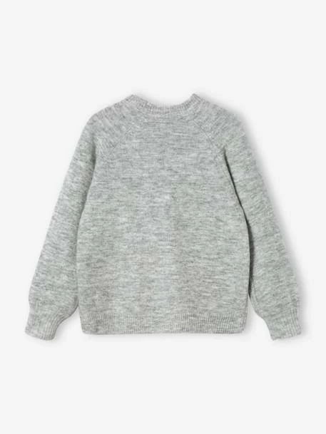 Pull Brodé Fleurs Fille Gris Chiné - Vertbaudet 2 Pull Brodé Fleurs Fille Gris Chiné - Vertbaudet – Image 2