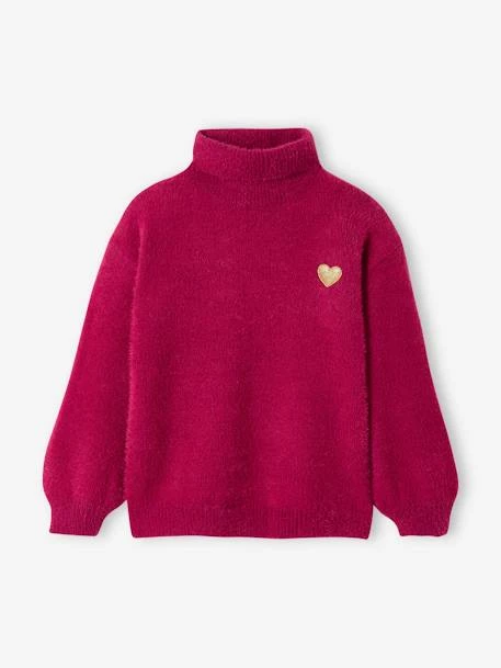 Pull Col Roulé En Maille Douillette Fille Framboise - Vertbaudet 2 Pull Col Roulé En Maille Douillette Fille Framboise - Vertbaudet – Image 2