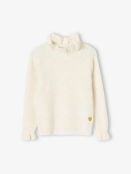 Pull Col Volanté En Maille Mousseuse Fille Parme - Vertbaudet