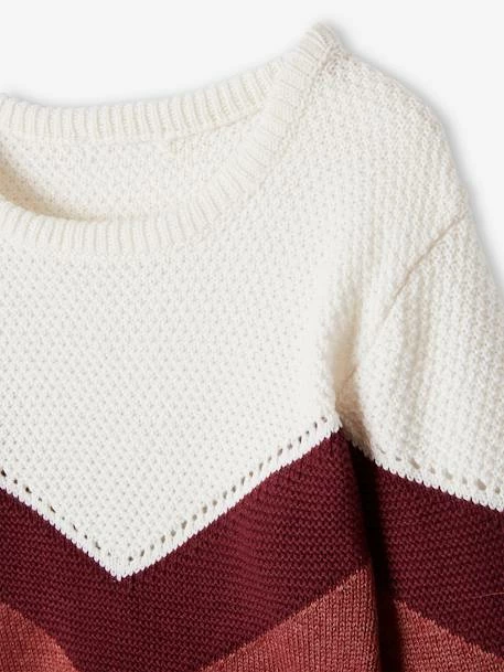 Pull Colorblock Fille Bordeaux - Vertbaudet 3 Pull Colorblock Fille Bordeaux - Vertbaudet – Image 3