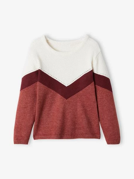 Pull Colorblock Fille Bordeaux - Vertbaudet 1 Pull Colorblock Fille Bordeaux - Vertbaudet