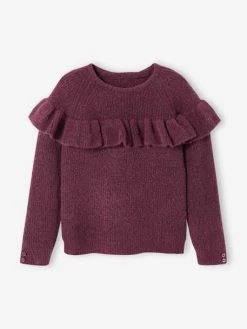 Pull Douceur à Volants Fille Rose - Vertbaudet