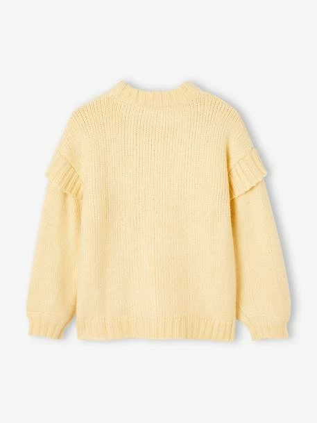Pull Douillet à Torsades Et Volants Fille Jaune Pale - Vertbaudet 4 Pull Douillet à Torsades Et Volants Fille Jaune Pale - Vertbaudet – Image 4
