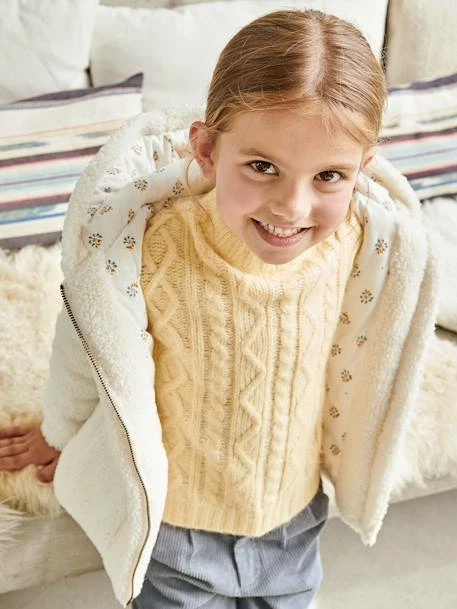 Pull Douillet à Torsades Et Volants Fille Jaune Pale - Vertbaudet 1 Pull Douillet à Torsades Et Volants Fille Jaune Pale - Vertbaudet