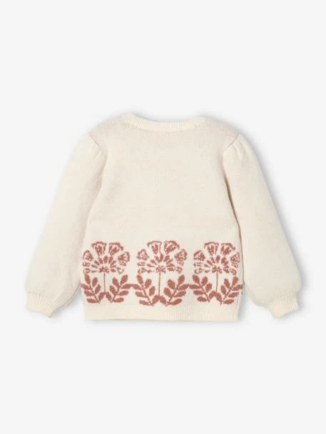 Pull Douillet Motifs Jacquard Fleurs Fille Beige - Vertbaudet 2 Pull Douillet Motifs Jacquard Fleurs Fille Beige - Vertbaudet – Image 2