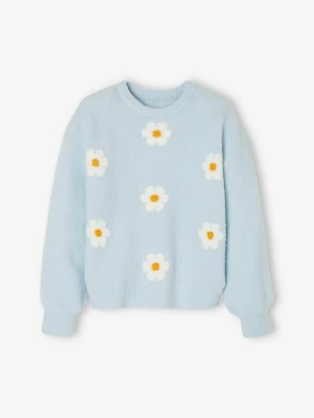 Pull Jacquard Duveteux Fille Bleu Ciel - Vertbaudet 1 Pull Jacquard Duveteux Fille Bleu Ciel - Vertbaudet