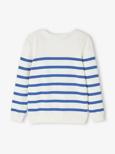 Pull Marinière Fille Détails Festonnés Rayé Bleu - Vertbaudet 2 Pull Marinière Fille Détails Festonnés Rayé Bleu - Vertbaudet – Image 2