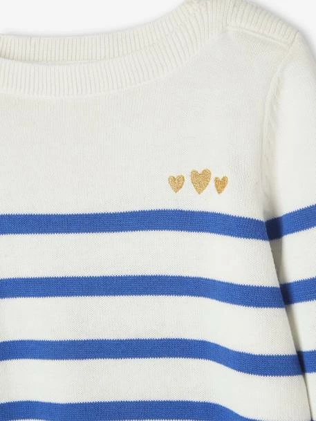 Pull Marinière Fille Détails Festonnés Rayé Bleu - Vertbaudet 3 Pull Marinière Fille Détails Festonnés Rayé Bleu - Vertbaudet – Image 3