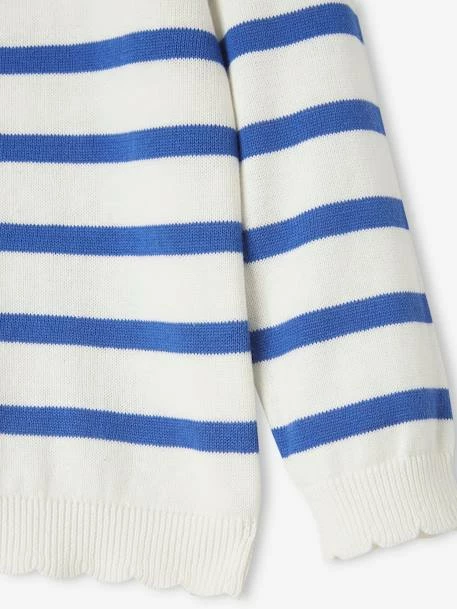 Pull Marinière Fille Détails Festonnés Rayé Bleu - Vertbaudet 4 Pull Marinière Fille Détails Festonnés Rayé Bleu - Vertbaudet – Image 4