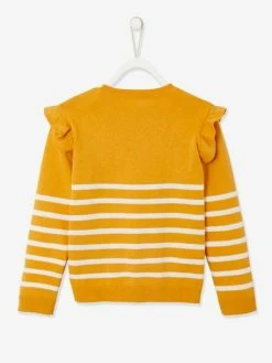 Pull Marinière Volanté Fille Jaune D'or Rayé - Vertbaudet 7 Pull Marinière Volanté Fille Jaune D'or Rayé - Vertbaudet -cyrillus boutique pull mariniere volante fille 1