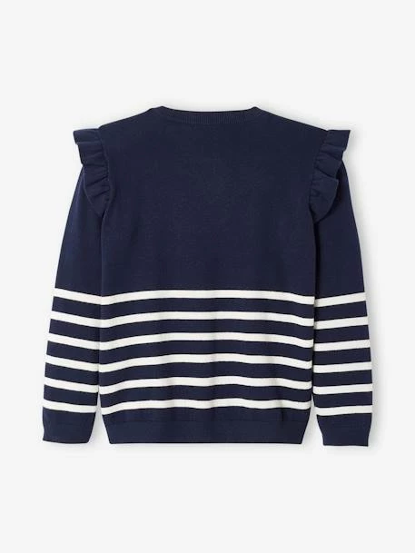 Pull Marinière Volanté Fille Jaune D'or Rayé - Vertbaudet 5 Pull Marinière Volanté Fille Jaune D'or Rayé - Vertbaudet – Image 5