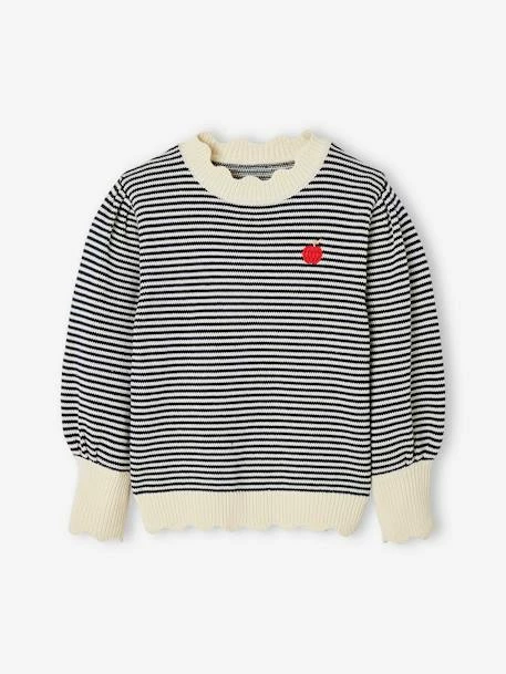 Pull Rayé Fille Rayé Marine - Vertbaudet 3 Pull Rayé Fille Rayé Marine - Vertbaudet – Image 3