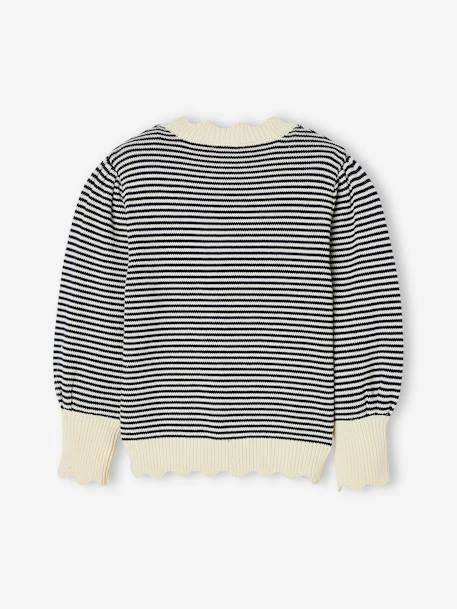 Pull Rayé Fille Rayé Marine - Vertbaudet 4 Pull Rayé Fille Rayé Marine - Vertbaudet – Image 4