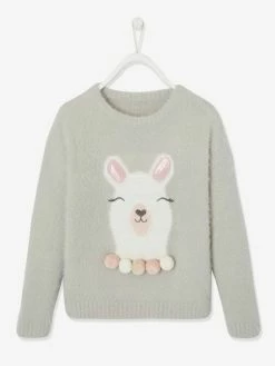 Pull Tout Doux Ă Sequins Fille Motif Jacquard Fantaisie Rose Blush - Vertbaudet