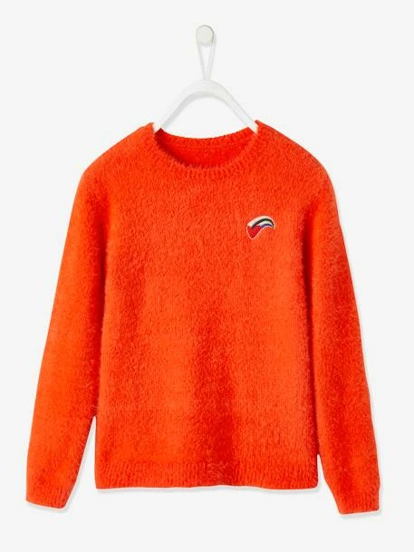 Pull Ultra Doux Fille Coeur Brodé Irisé Orange Vif - Vertbaudet 3 Pull Ultra Doux Fille Coeur Brodé Irisé Orange Vif - Vertbaudet – Image 3