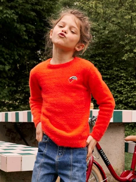 Pull Ultra Doux Fille Coeur Brodé Irisé Orange Vif - Vertbaudet 1 Pull Ultra Doux Fille Coeur Brodé Irisé Orange Vif - Vertbaudet