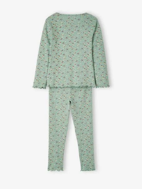 Pyjama Fille Fleuri En Maille Côtelée Light Sauge - Vertbaudet 4 Pyjama Fille Fleuri En Maille Côtelée Light Sauge - Vertbaudet – Image 4