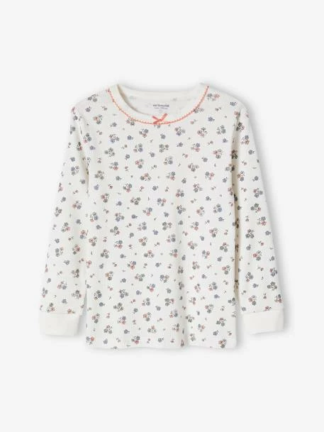 Pyjama Fille Personnalisable En Maille Côtelée Avec Imprimé Fleuri écru - Vertbaudet 2 Pyjama Fille Personnalisable En Maille Côtelée Avec Imprimé Fleuri écru - Vertbaudet – Image 2