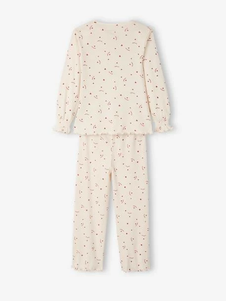Pyjama Imprimé En Maille Côtelée Fille Rose Clair - Vertbaudet 4 Pyjama Imprimé En Maille Côtelée Fille Rose Clair - Vertbaudet – Image 4