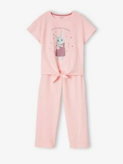 Pyjama Large Fille Lapin Rose Pâle - Vertbaudet