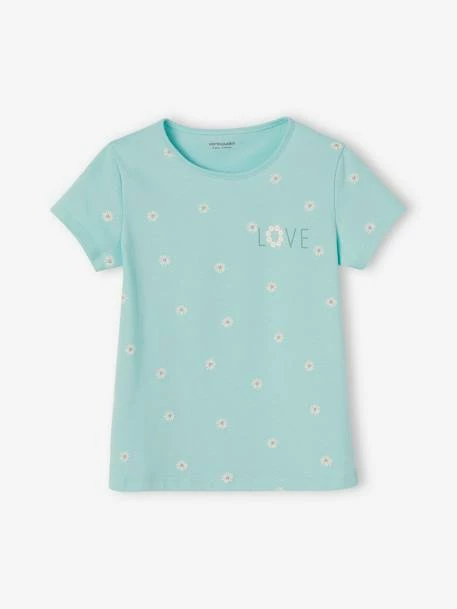 Pyjashort Fille Marguerites Basics Vert D'eau - Vertbaudet 2 Pyjashort Fille Marguerites Basics Vert D'eau - Vertbaudet – Image 2