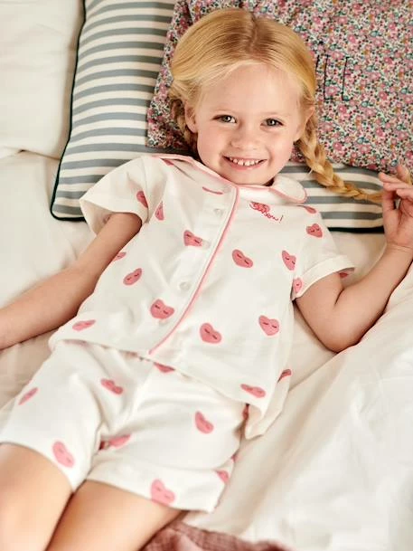 Pyjashort Imprimé Coeurs "Bisou" Fille écru - Vertbaudet 1 Pyjashort Imprimé Coeurs "Bisou" Fille écru - Vertbaudet