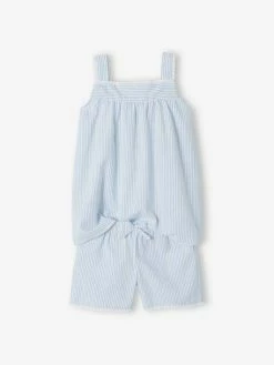 Pyjashort Rayé Fille Rayé Bleu - Vertbaudet