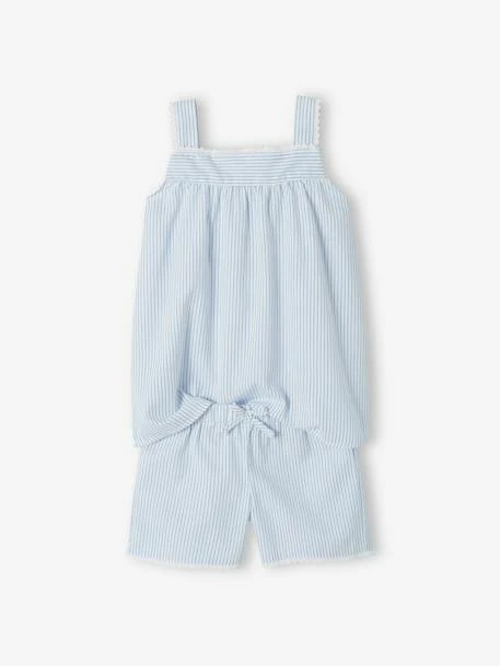 Pyjashort Rayé Fille Rayé Bleu - Vertbaudet 1 Pyjashort Rayé Fille Rayé Bleu - Vertbaudet