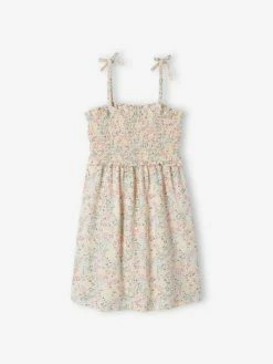 Robe à Bretelles Smockée Motifs Exotiques Fille écru - Vertbaudet 4 Robe à Bretelles Smockée Motifs Exotiques Fille écru - Vertbaudet -cyrillus boutique robe a bretelles smockee motifs exotiques fille 1