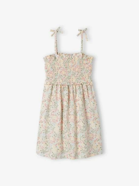 Robe à Bretelles Smockée Motifs Exotiques Fille écru - Vertbaudet 2 Robe à Bretelles Smockée Motifs Exotiques Fille écru - Vertbaudet – Image 2