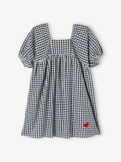 Robe à Carreaux Vichy Fille Manche Boules Carreaux Marine - Vertbaudet 8 Robe à Carreaux Vichy Fille Manche Boules Carreaux Marine - Vertbaudet -cyrillus boutique robe a carreaux vichy fille manche boules 2