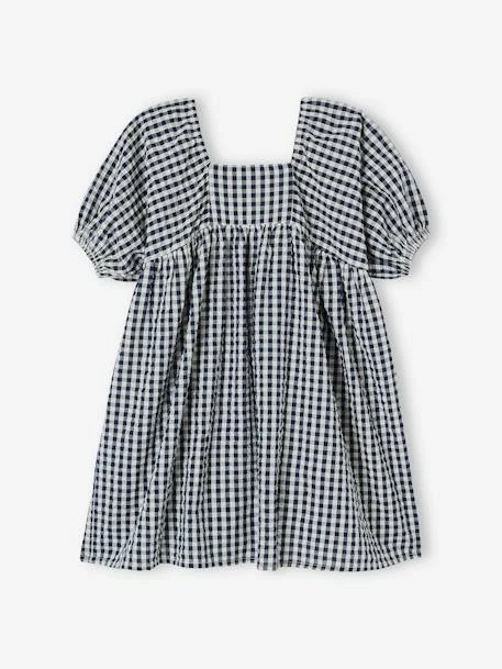 Robe à Carreaux Vichy Fille Manche Boules Carreaux Marine - Vertbaudet 4 Robe à Carreaux Vichy Fille Manche Boules Carreaux Marine - Vertbaudet – Image 4