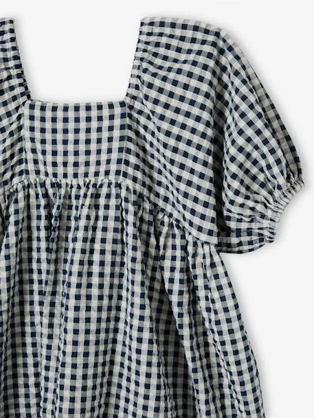 Robe à Carreaux Vichy Fille Manche Boules Carreaux Marine - Vertbaudet 5 Robe à Carreaux Vichy Fille Manche Boules Carreaux Marine - Vertbaudet – Image 5