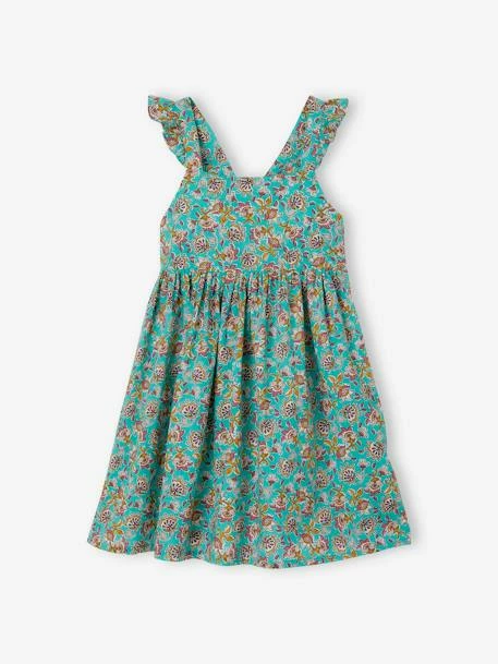 Robe à Fleurs Bretelles Volantées Fille Vert Imprimé - Vertbaudet 4 Robe à Fleurs Bretelles Volantées Fille Vert Imprimé - Vertbaudet – Image 4