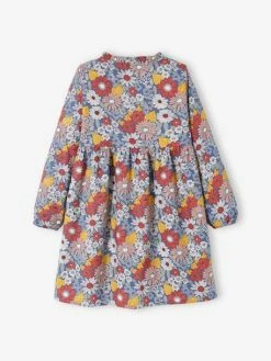 Alternative view of Robe à Fleurs Smokée épaules Fille Bleu Jean Imprimé - Vertbaudet