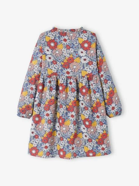 Robe à Fleurs Smokée épaules Fille Bleu Jean Imprimé - Vertbaudet 2 Robe à Fleurs Smokée épaules Fille Bleu Jean Imprimé - Vertbaudet – Image 2