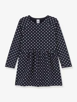 Robe à Pois Manches Longues Enfant Molleton PETIT BATEAU Marine - Petit Bateau