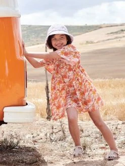Robe à Smocks Imprimée Fleurs Fille Rose Nude - Vertbaudet -cyrillus boutique robe a smocks imprimee fleurs fille 1
