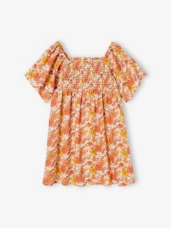 Robe à Smocks Imprimée Fleurs Fille Rose Nude - Vertbaudet -cyrillus boutique robe a smocks imprimee fleurs fille 2