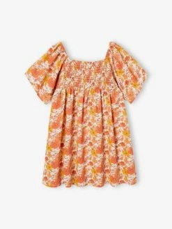 Robe à Smocks Imprimée Fleurs Fille Rose Nude - Vertbaudet -cyrillus boutique robe a smocks imprimee fleurs fille 3