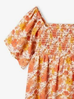 Robe à Smocks Imprimée Fleurs Fille Rose Nude - Vertbaudet -cyrillus boutique robe a smocks imprimee fleurs fille 4