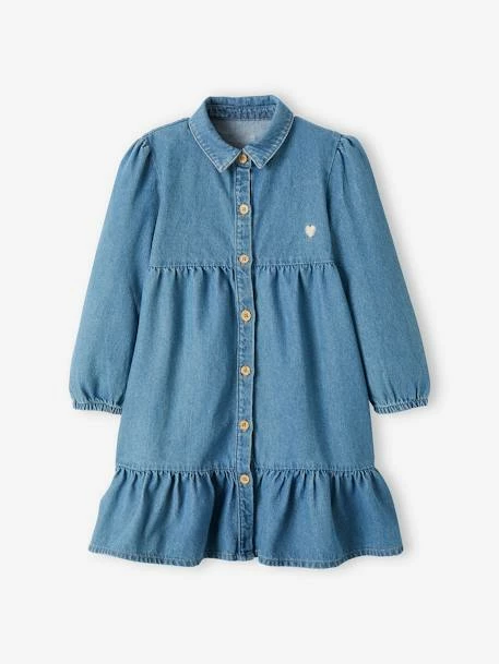 Robe à Volant En Denim Fille Stone - Vertbaudet 3 Robe à Volant En Denim Fille Stone - Vertbaudet – Image 3