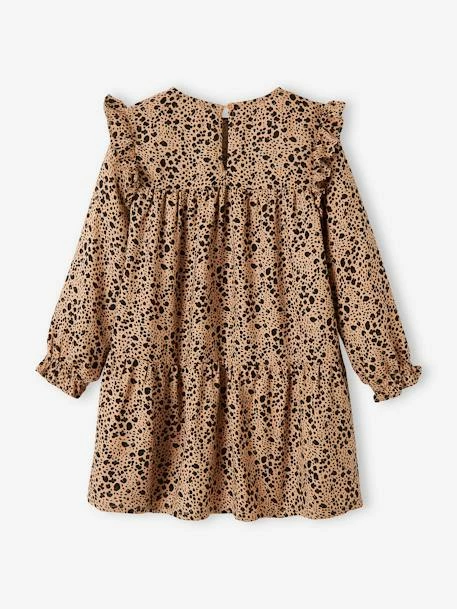 Robe à Volants Imprimée Fleurs Fille Vert Imprimé - Vertbaudet 2 Robe à Volants Imprimée Fleurs Fille Vert Imprimé - Vertbaudet – Image 2