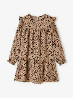 Robe à Volants Imprimée Fleurs Fille Vert Imprimé - Vertbaudet