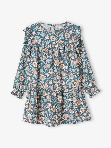 Robe à Volants Imprimée Fleurs Fille Vert Imprimé - Vertbaudet 5 Robe à Volants Imprimée Fleurs Fille Vert Imprimé - Vertbaudet – Image 5