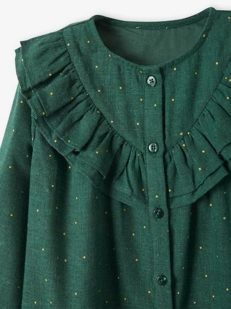 Robe à Volants Motifs Pois Irisés Fille Vert Imprimé - Vertbaudet 3 Robe à Volants Motifs Pois Irisés Fille Vert Imprimé - Vertbaudet – Image 3