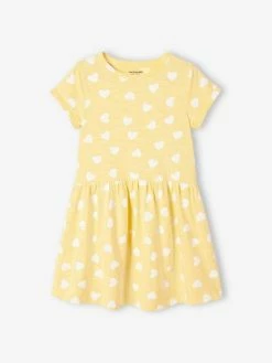 Robe Basics Imprimée Fille Manches Courtes Vert émeraude - Vertbaudet -cyrillus boutique robe basics imprimee fille manches courtes 3