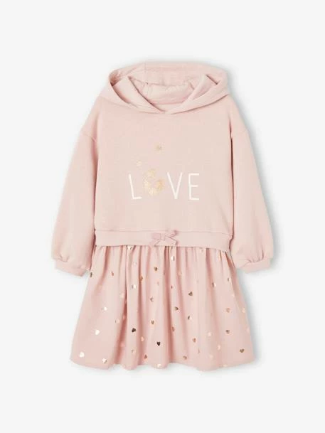 Robe Bi-matière à Capuche Fille Bleu - Vertbaudet 4 Robe Bi-matière à Capuche Fille Bleu - Vertbaudet – Image 4