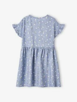 Robe Boutonnée à Fleurs Fille écru - Vertbaudet -cyrillus boutique robe boutonnee a fleurs fille 4