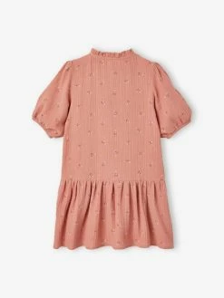 Alternative view of Robe Boutonnée En Gaze De Coton Fille Manches 3/4 Moutarde - Vertbaudet